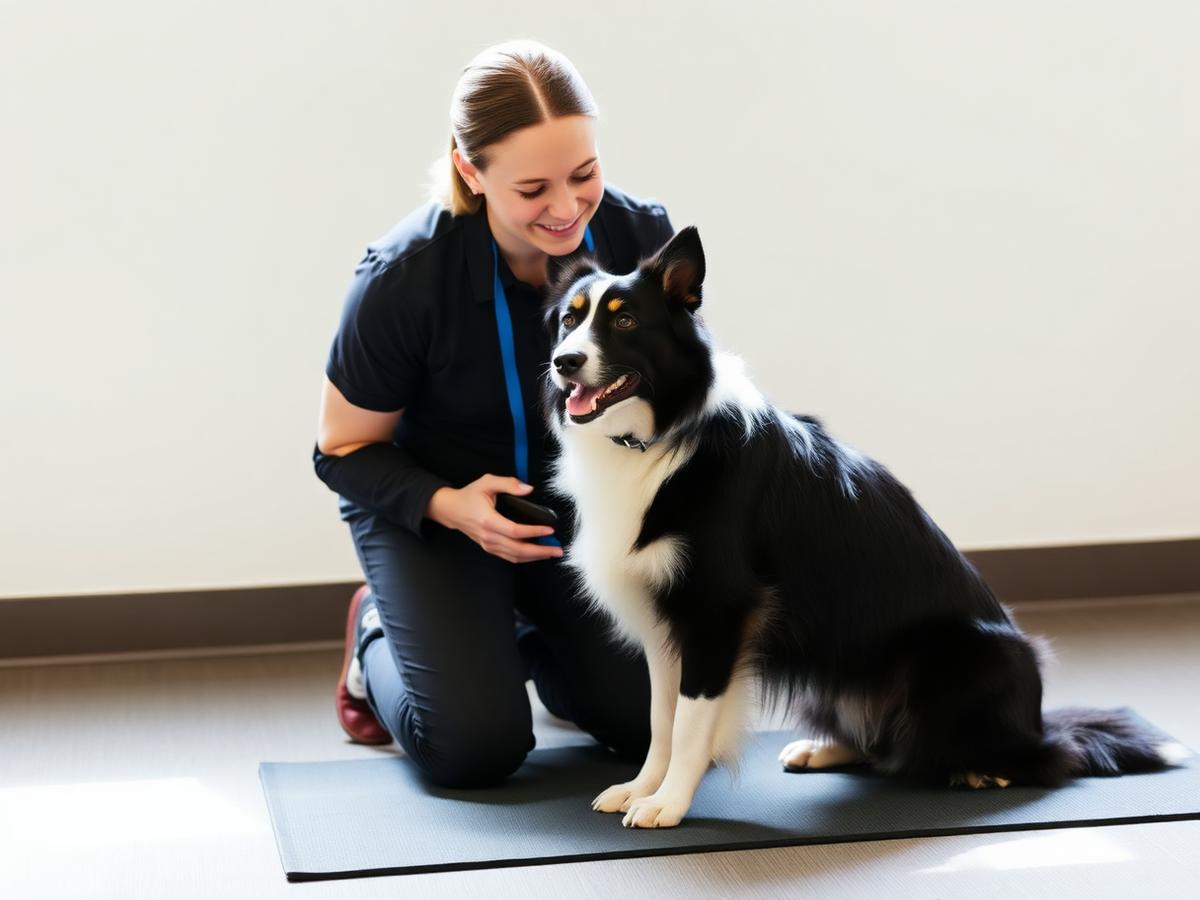 Atom Dog Training founder with a border collie